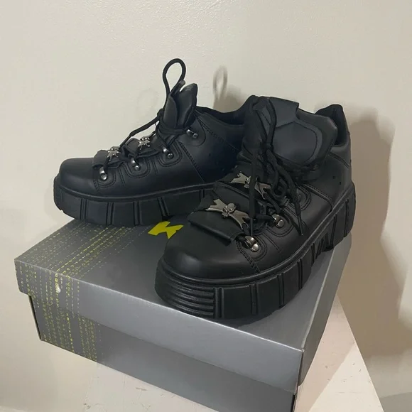 KOI Rimo Core Chunky Black Trainers Goth Rock Sz 9 NIB - Picture 2 of 13